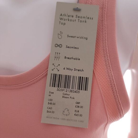 Sweaty Betty Women's Size M Bloom Pink Athlete Seamless Workout Wicking Tank Top - Picture 9 of 12